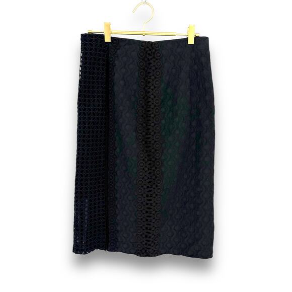 Rebecca Taylor Black Guipure Lace Pencil Skirt, Mid Length, Size 8 - Picture 1 of 7